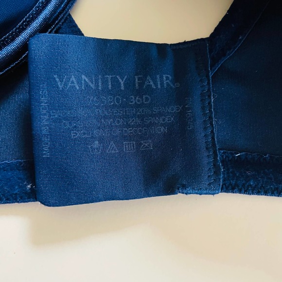 Vanity Fair Navy Blue Padded Bra Size 36D - Picture 5 of 5